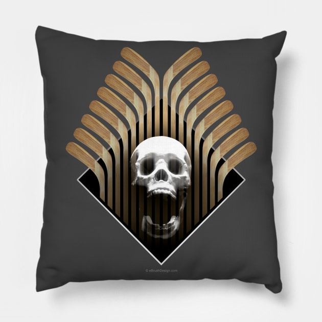 Hockey Skull & Sticks Pillow by eBrushDesign