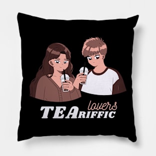 Brown Cute Anime Milk Tea Lovers Couple Pillow