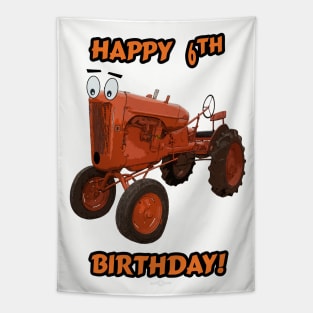 Happy 6th birthday tractor design Tapestry