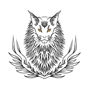 Maine coon black line art T-Shirt