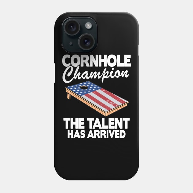 Cornhole Champion American Flag Board Funny Cornhole Phone Case by Kuehni