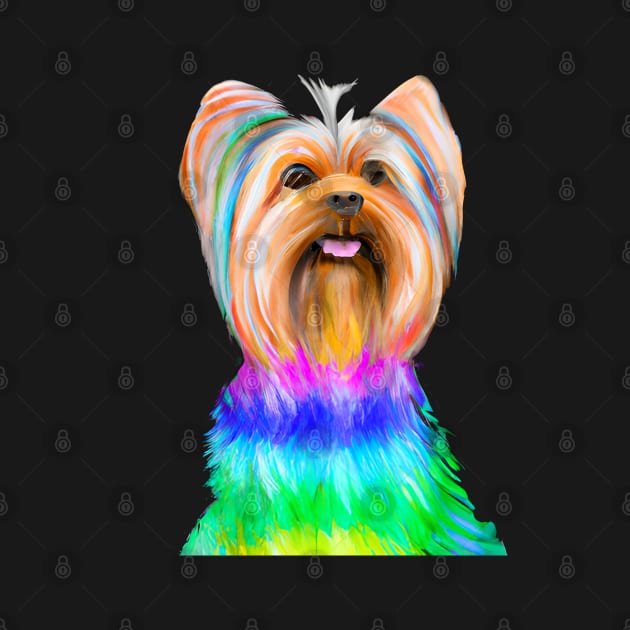 Yorkshire Terrier Dog Rainbow Painting by KayBee Gift Shop