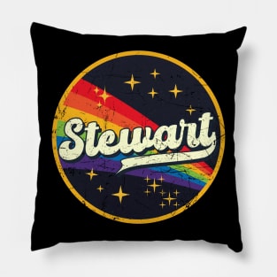 Stewart // Rainbow In Space Vintage Grunge-Style Pillow