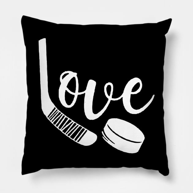 Love Ice Hockey Funny Hockey Lover Gift For Hockey Fans Pillow by HomerNewbergereq