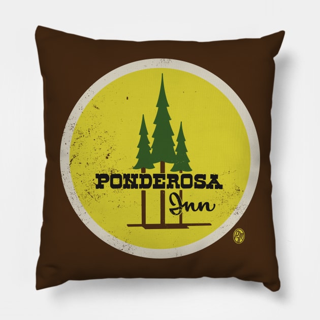 Vintage, Ponderosa Inn, Burley, Idaho Pillow by StudioPM71