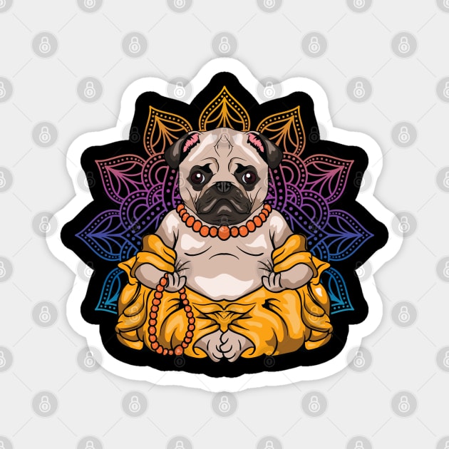 Mandala Yoga Pug Dog Meditate Meditation Magnet by E