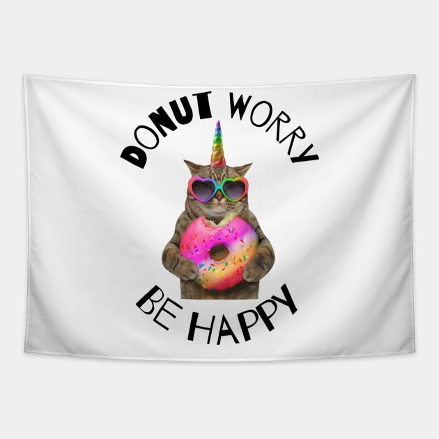 Donut Worry Be Happy Donut Lover Tapestry by Barts Arts