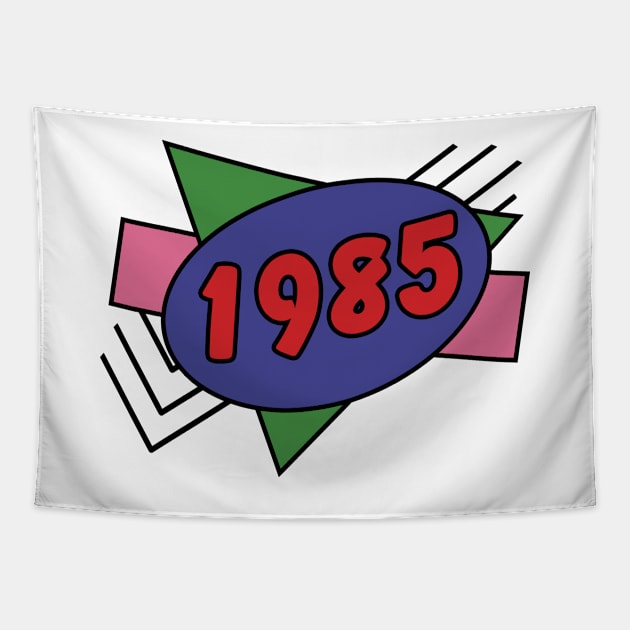 Year 1985 Retro 80s Graphic Tapestry by ellenhenryart