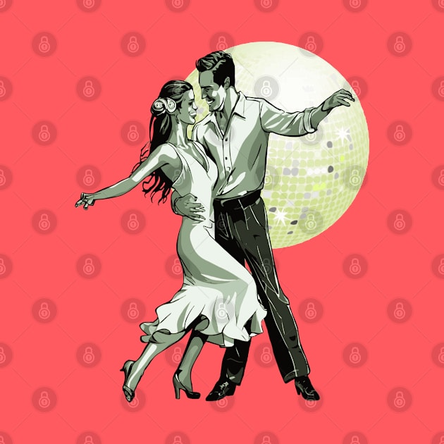 Salsa Couple Dancing With Ballroom Mirrorball by taiche