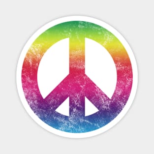 RETRO RAINBOW PEACE SIGN Magnet