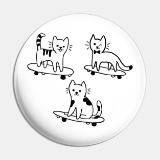 Cats on Skateboards Funny Cute Skateboarding Gift Pin