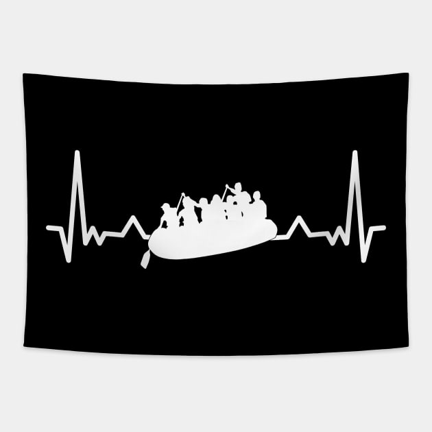 Rafting Raft Heartbeat Line Funny Gift Tapestry by qwertydesigns