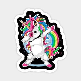 Unicorn cute dabbing style dance rainbow colorfull Magnet