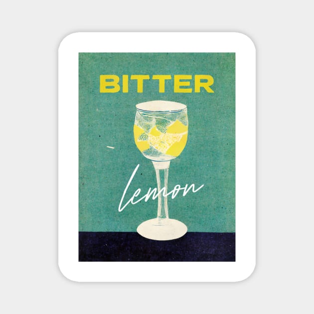 Bitter Lemon Retro Poster on Barshelf Bar Prints, Vintage Drinks, Recipe, Wall Art Magnet by BetterManufaktur