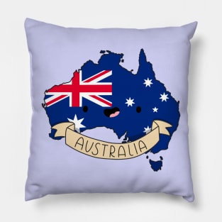 Kawaii Australia Flag Map Pillow