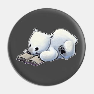 Reading polar bear Pin