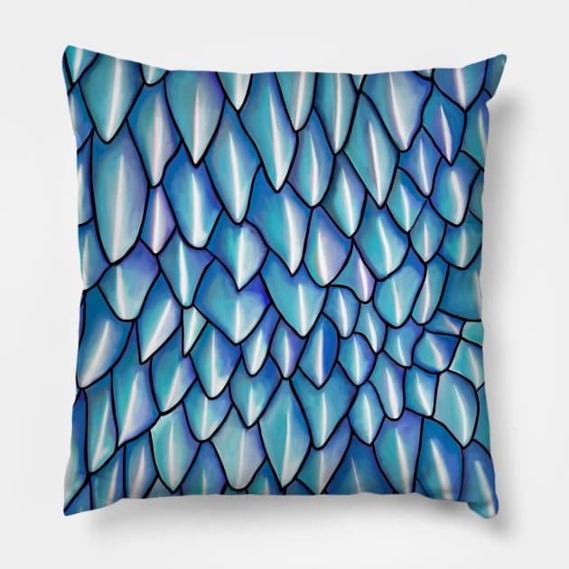 Blue Dragon Scales Pillow by EmmaFifield