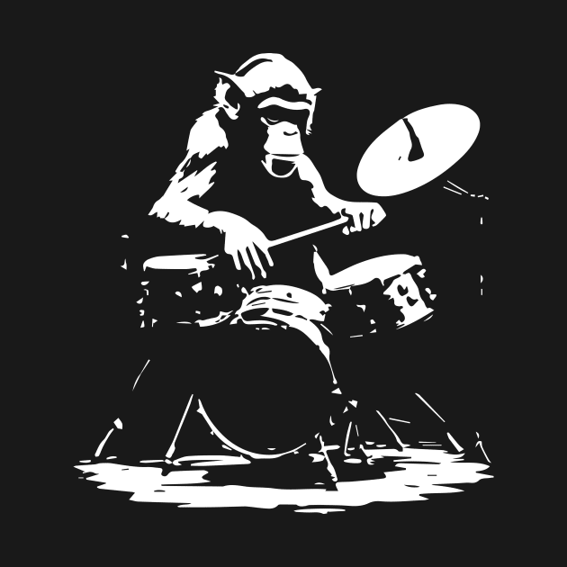 monkey playing on the drums by lkn