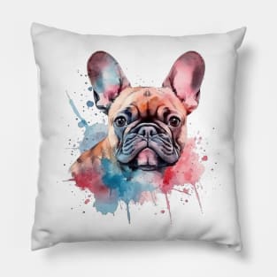 Watercolor painting, French bulldog Pillow