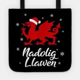 Nadolig Llawen Wales Welsh Cymru Merry Christmas Dragon Tote