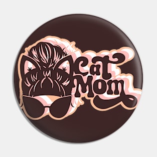 Retro Cool Cat Mom - peach version Pin