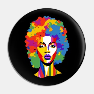 Colorful Afro Woman Pop Art Pin