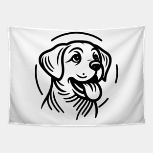 Line art black and white dog Tapestry