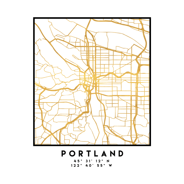 PORTLAND OREGON CITY STREET MAP ART by deificusArt