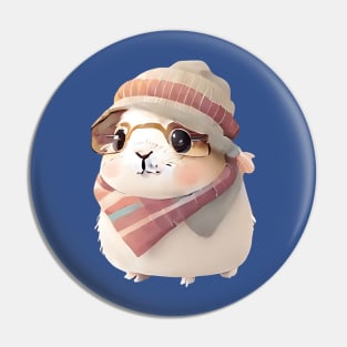 Cute Guinea Pig with Glasses and Winter Clothes Pin