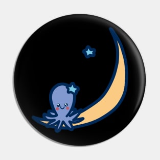 Cute Moon Octopus Pin