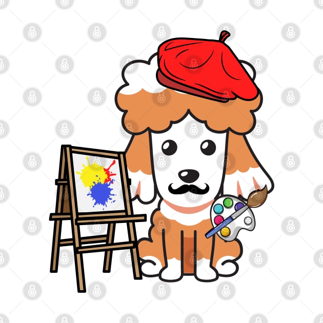 Funny poodle is a painter by Pet Station