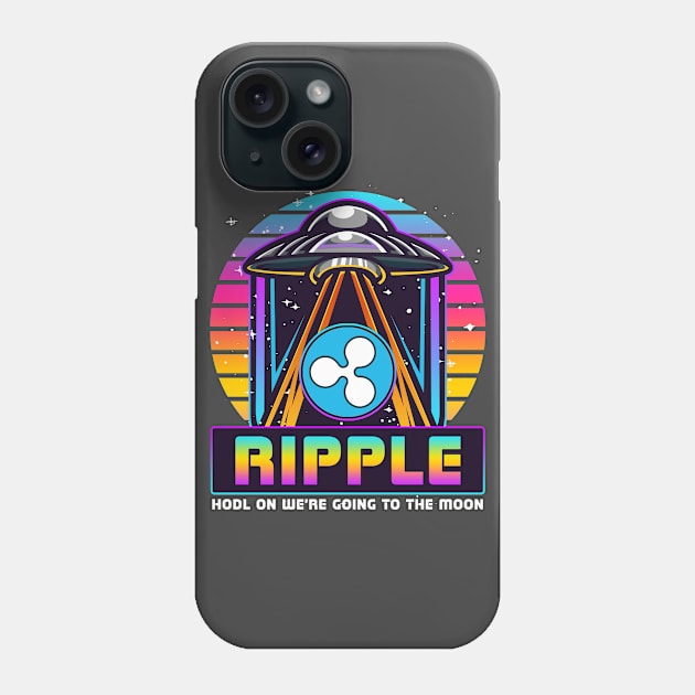 Ripple HODL On We are going to the Moon Funny Crypto Phone Case by TheBeardComic