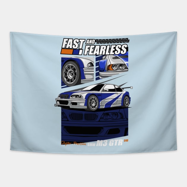 Fast and Fearless GTR E46 Tapestry by Harrisaputra