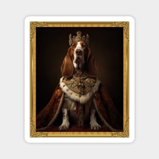 Noble Mahogany & White Basset Hound - Medieval King (Framed) Magnet