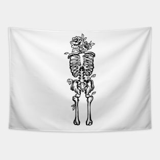 Big Boned Skeleton Flowers Tapestry