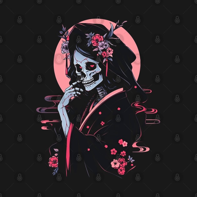 Geisha | Grim Reaper Geisha Skull | Cool Retro Japanese Aesthetic by We Anomaly