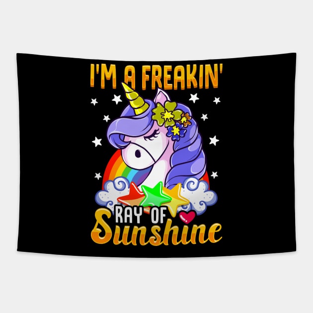 Sarcastic I'm A Freakin' Ray of Sunshine Unicorn Tapestry by theperfectpresents