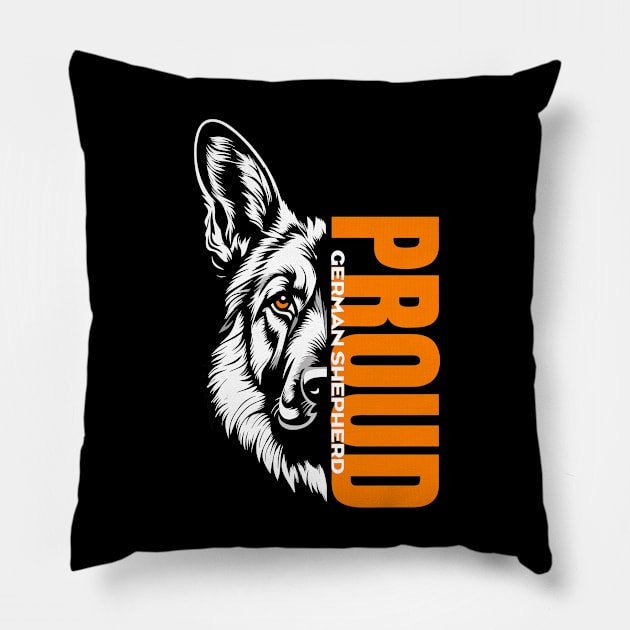 Majestic German Shepherd Design: Unleashing Proud in Every Detail Pillow by SergioArt