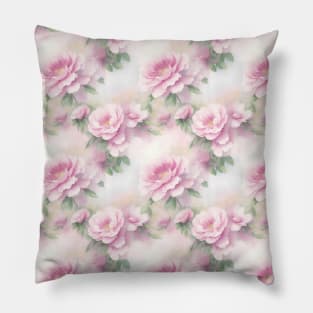 Watercolor Elegant Pink Roses Background Pillow