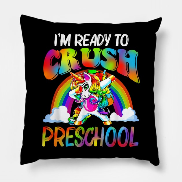 I'm Ready To Crush Preschool Unicorn Back To School Pillow by Sky full of art