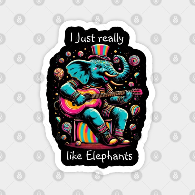 Melodic Pachyderm: Elephant Strumming a Guitar Magnet by coollooks