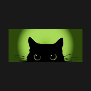 Peek-a-Boo Black Cat (Green) T-Shirt