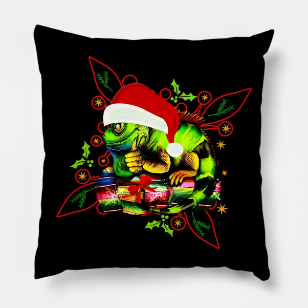 Santa Lizard Pillow by Sunil Belidon