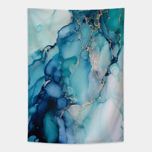 Sapphire Symphony - Abstract Alcohol Ink Art Tapestry