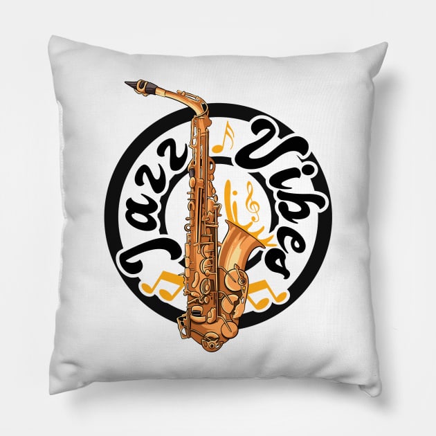 Jazz Music Lover Jazz Sax Player Marching Bands Saxophone Pillow by MerchBeastStudio