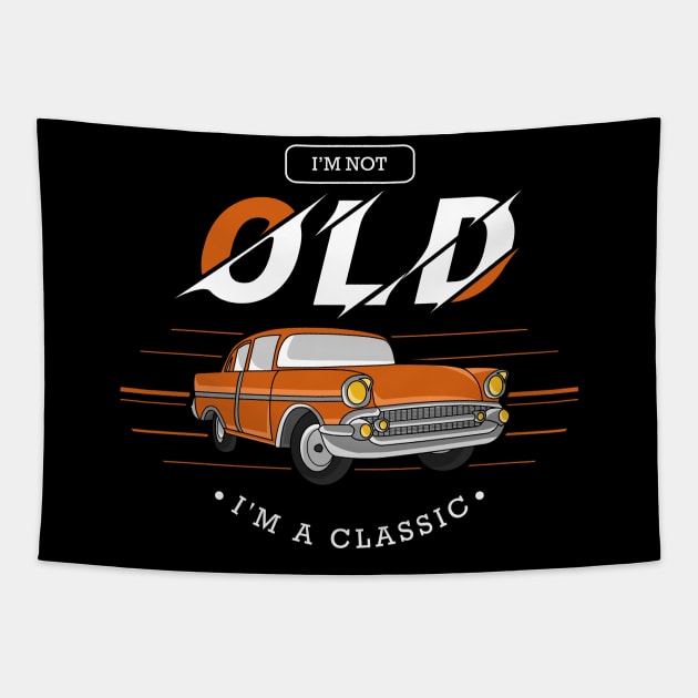 Vintage car with Capital gain Tapestry by Markus Schnabel