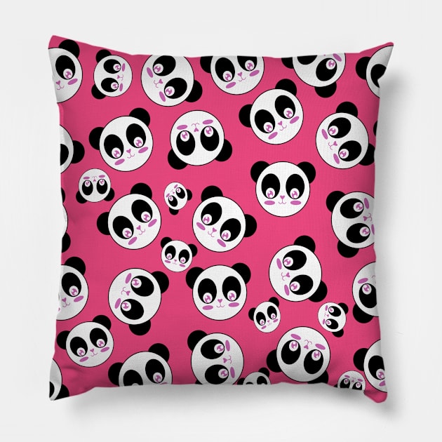 Kawaii Cute Panda Pattern Pillow by TintedRed