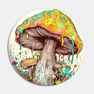 Psychedelic Mushroom Wonderland - Dreamy Digital Art Print for Fantasy Fans Pin