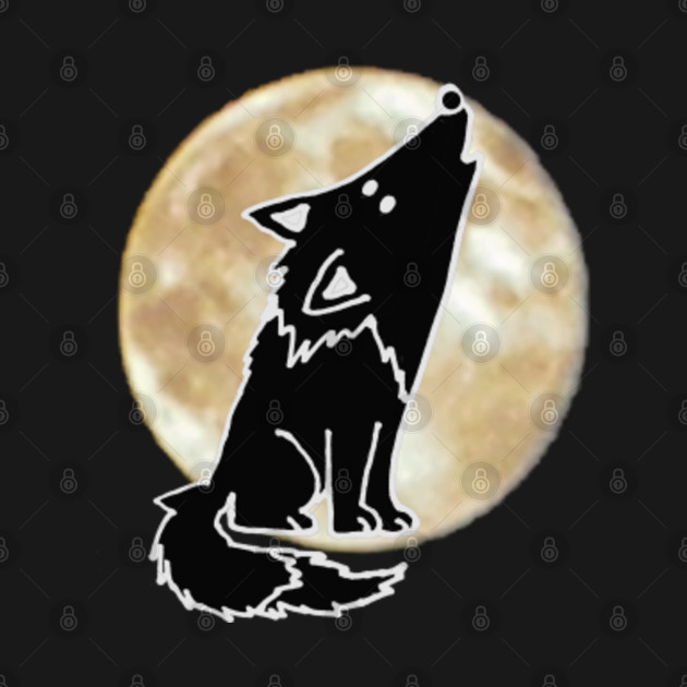 Disover Cute Black Wolf Howling at the Moon Art - Wolf - T-Shirt