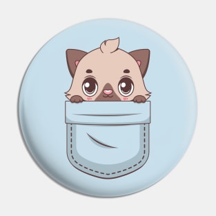 Kawaii kitten in pocket design Pin